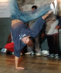 Dancing in the Museum of London foyer